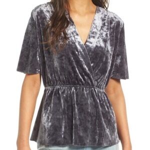 Chelsea28 Velvet Faux Wrap Top S